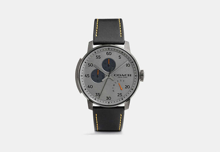 COACH®,BLEECKER WATCH, 42MM,Leather,Black,Front View image number 0