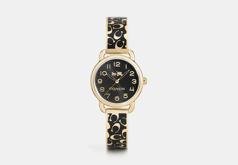 Delancey 28 Mm Enamel Signature C Gold Plated Bangle Watch