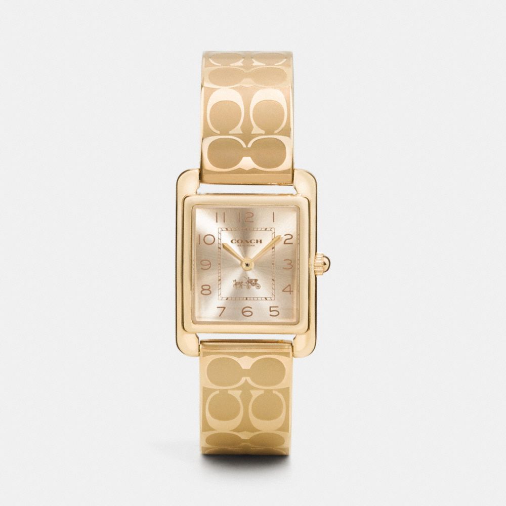 COACH®,PAGE GOLD PLATED BANGLE WATCH,Metal,Gold,Front View
