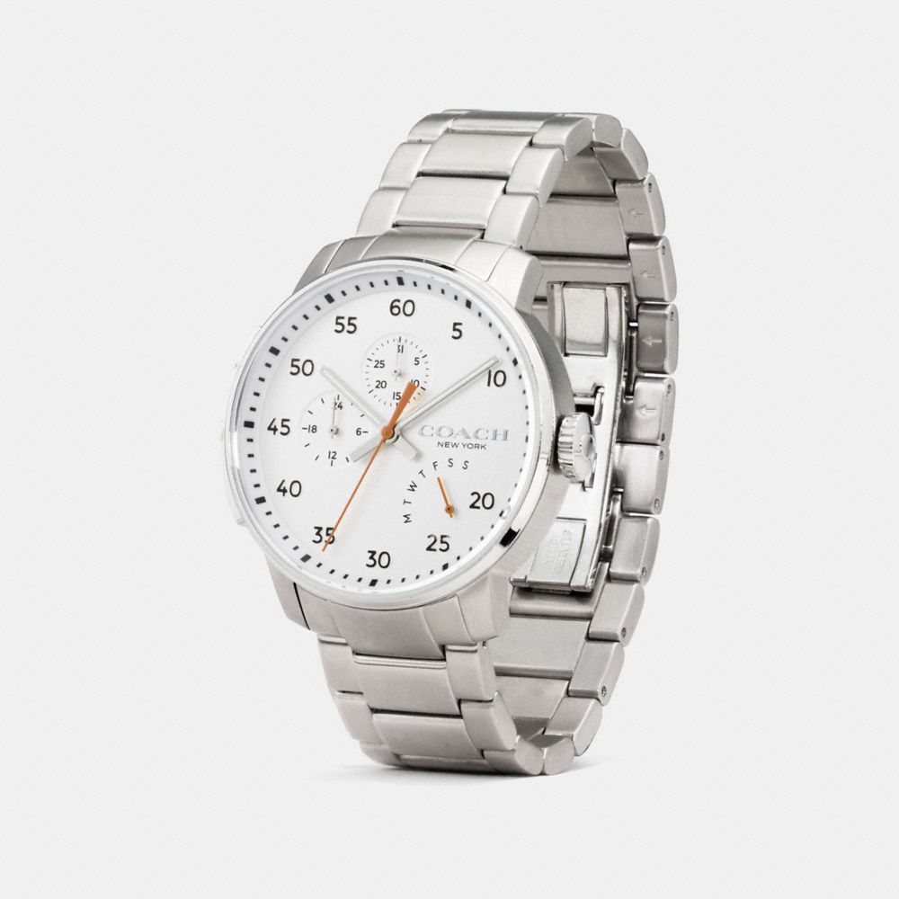 COACH®,MONTRE BLEECKER, 42 MM,Métal,Acier inoxydable,Angle View