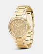 COACH®,TRISTEN FOIL DIAL GOLD PLATED BRACELET WATCH,Metal,Gold,Angle View