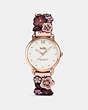 COACH®,DELANCEY WATCH WITH FLORAL APPLIQUE, 36MM,Leather,Nude Pink,Front View