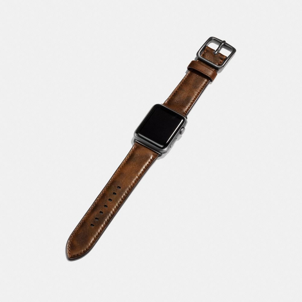 COACH®,BRACELET APPLE WATCH® À IMPRIMÉ CAMOUFLAGE,Cuir,KAKI,Angle View