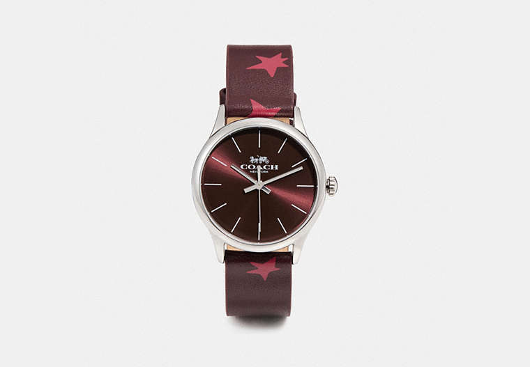 COACH®,RUBY WATCH, 32MM,Leather,OXBLOOD,Front View