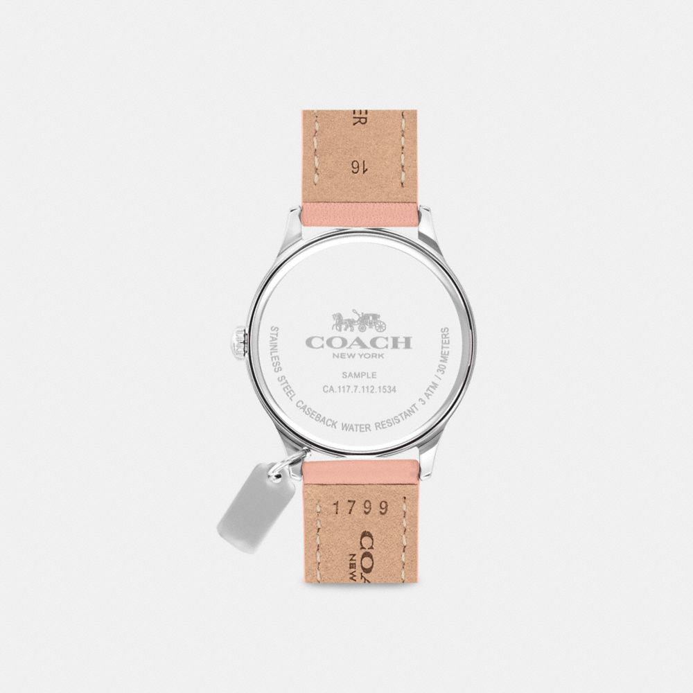 COACH®,MONTRE RUBY, 32 MM,PVC,Rose fard.,Back View