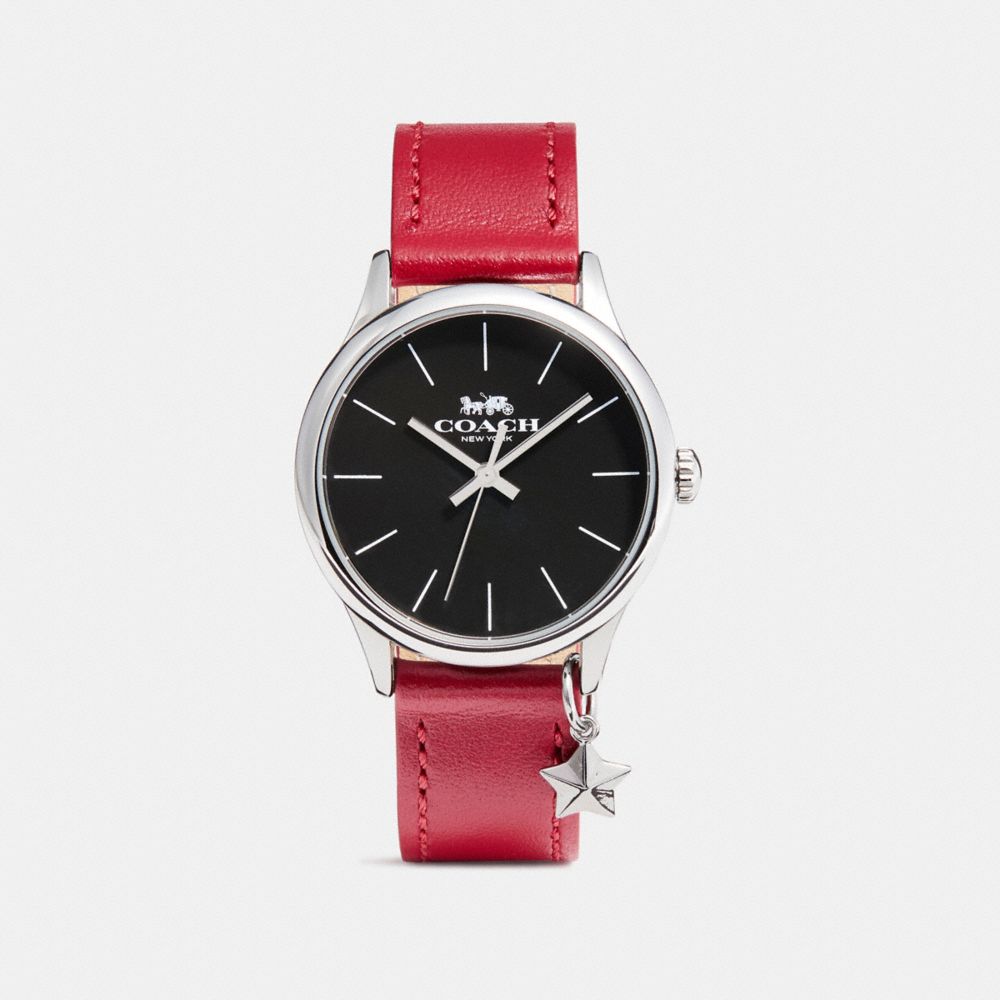 COACH®,RUBY WATCH, 32MM,RED/BLACK,Front View