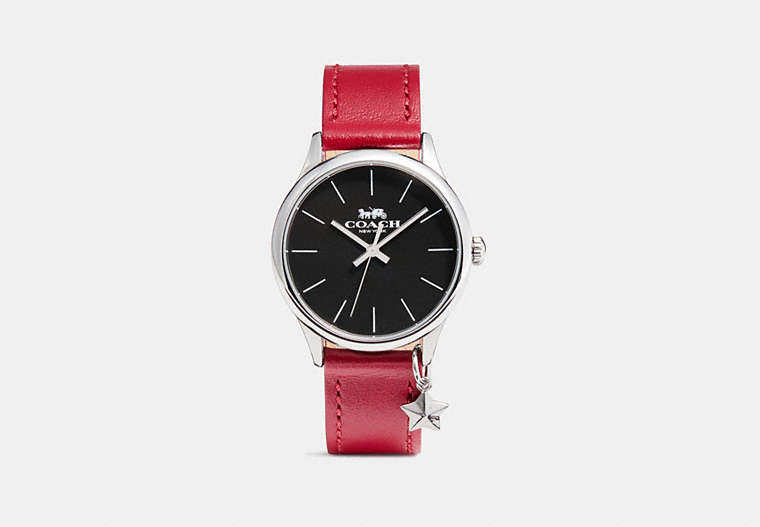COACH®,RUBY WATCH, 32MM,pvc,RED/BLACK,Front View