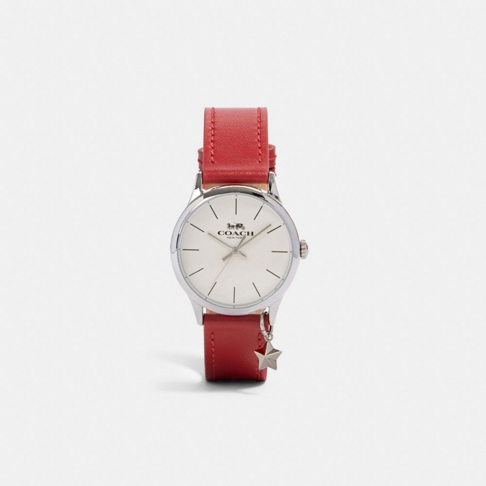 COACH®,RUBY WATCH, 32MM,RED/WHITE,Front View