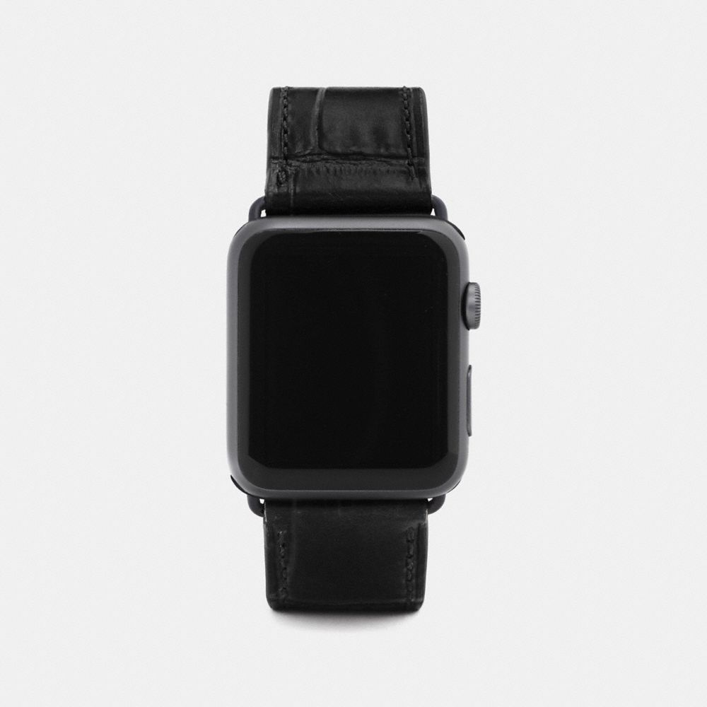 COACH®,BRACELET APPLE WATCH®,Cuir,Noir,Front View