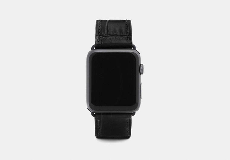 COACH®,APPLE WATCH® STRAP,Leather,Black,Front View