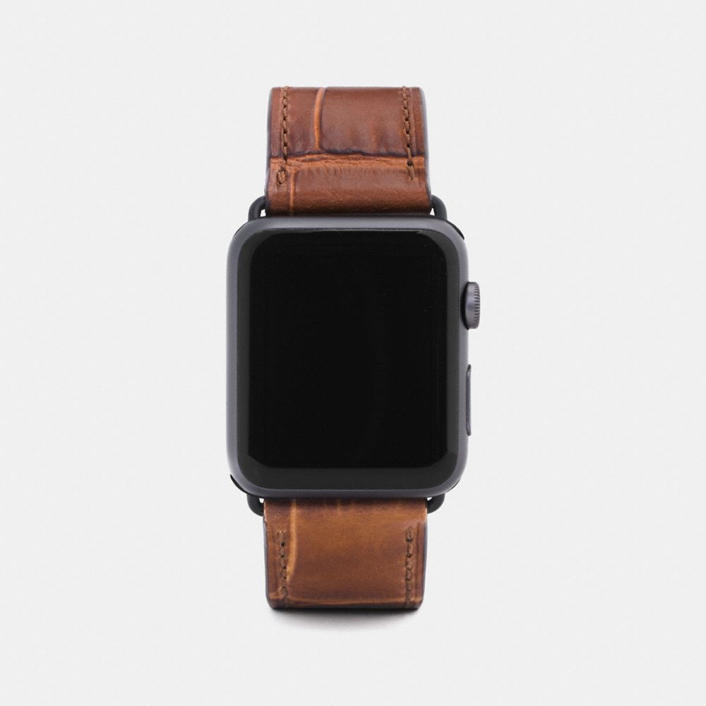 COACH®,APPLE WATCH® STRAP,Leather,Saddle,Front View