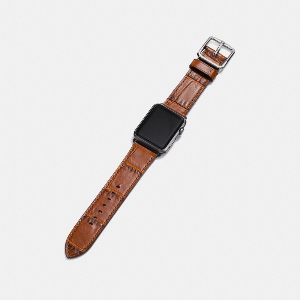 COACH®,APPLE WATCH® STRAP,Leather,Saddle,Angle View
