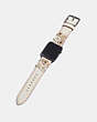 COACH®,APPLE WATCH® STRAP WITH TEA ROSE APPLIQUE, 42MM,Leather,Chalk,Angle View