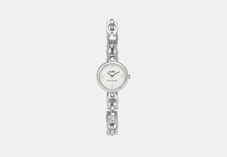 COACH®,SIGNATURE CHAIN WATCH, 26MM,Metal,Stainless Steel,Front View