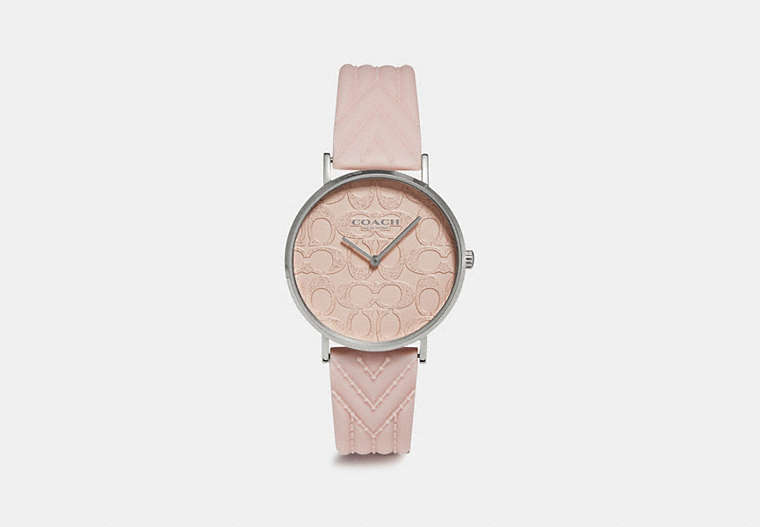 COACH®,PERRY WATCH, 36MM,Rubber,Ice Pink,Front View
