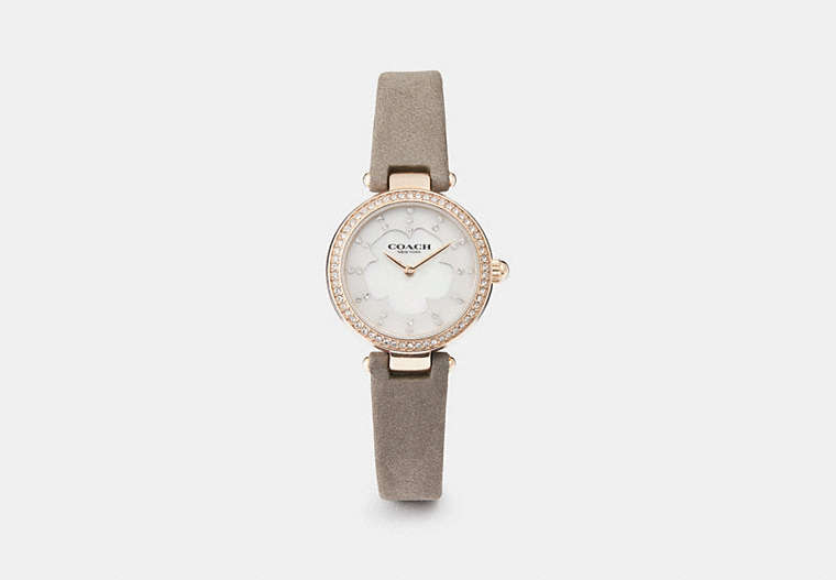 COACH®,PARK WATCH, 26MM,Leather,GREY,Front View