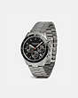 COACH®,THOMPSON SPORT WATCH, 41MM,Metal,SILVER/BLACK,Angle View