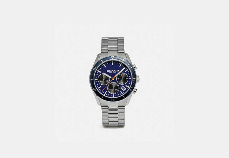 COACH®,THOMPSON SPORT WATCH, 41MM,Metal,SILVER/NAVY,Front View