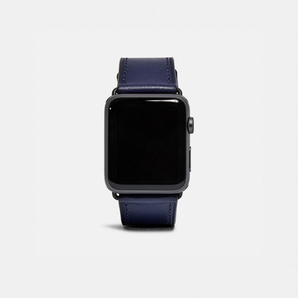 COACH®,APPLE WATCH® STRAP,Leather,CADET,Front View image number 0