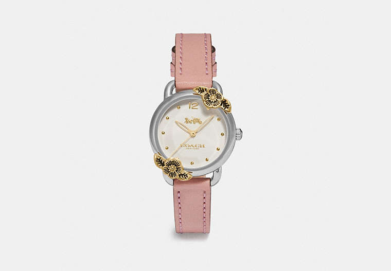 COACH®,DELANCEY WATCH, 28MM,Leather,Nude Pink,Front View