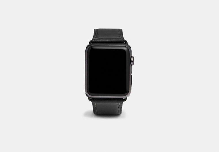 COACH®,APPLE WATCH® STRAP, 42MM,Leather,Black,Front View