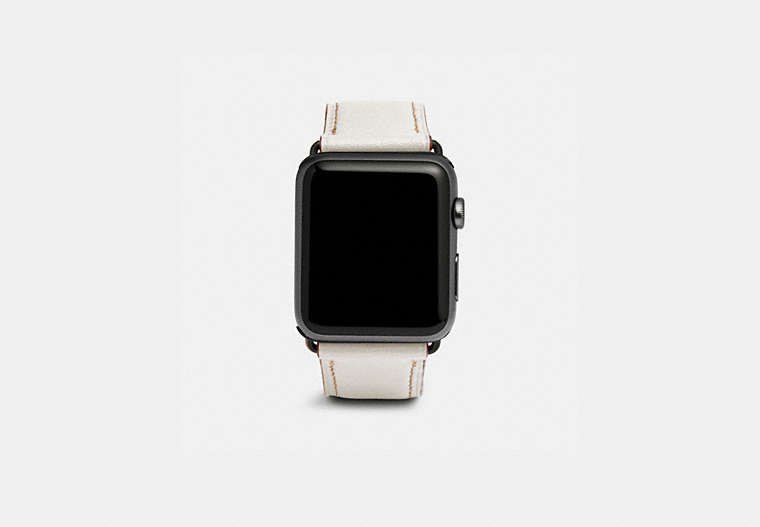 COACH®,APPLE WATCH® STRAP, 42MM,Leather,Chalk,Front View