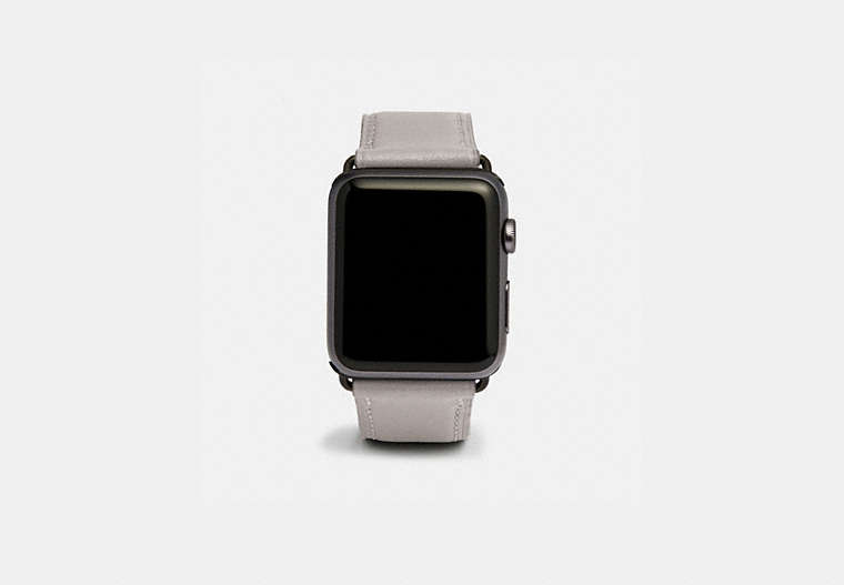 COACH®,APPLE WATCH® STRAP, 42MM,Leather,DOVE GREY,Front View