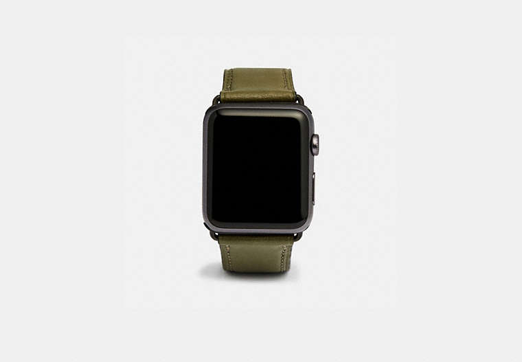 COACH®,APPLE WATCH® STRAP, 42MM,Leather,FATIGUE,Front View
