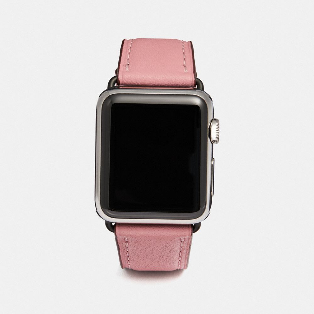 COACH®,APPLE WATCH® STRAP, 38MM,Leather,Light Blush,Front View image number 0
