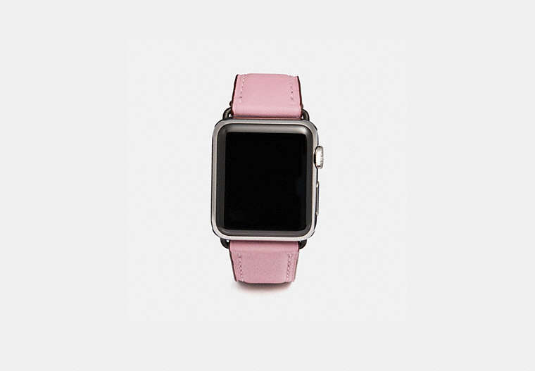 COACH®,APPLE WATCH® STRAP, 38MM,Leather,Aurora sparkling silver,Front View