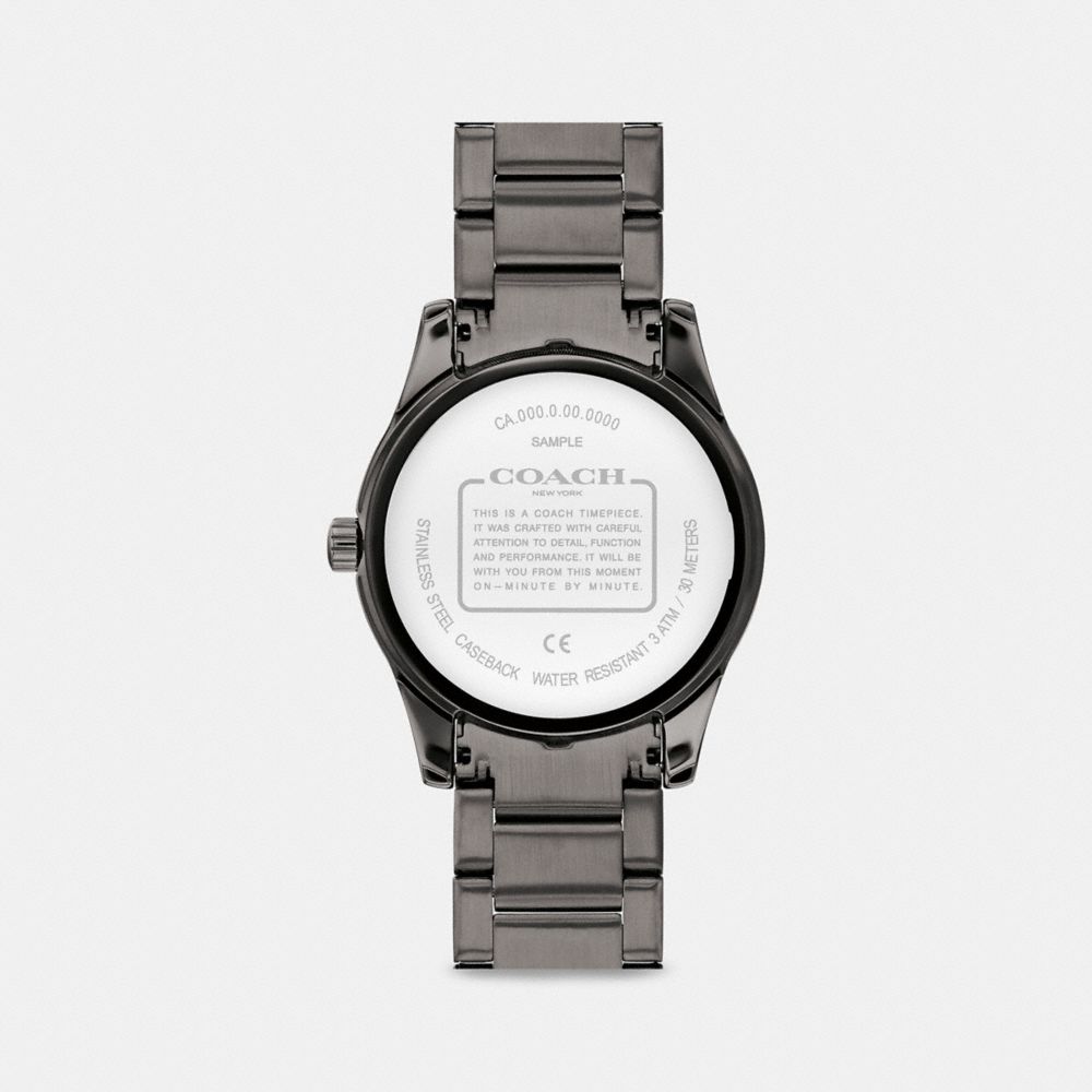 COACH®,CASEY WATCH, 42MM,Grey/Ip,Back View