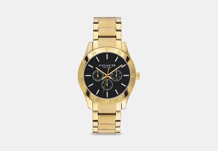COACH®,CASEY WATCH, 42MM,Metal,Gold,Front View
