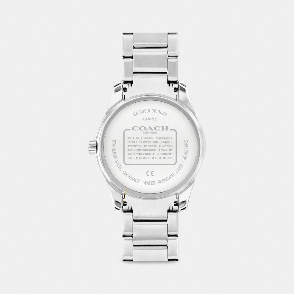 COACH®,CASEY WATCH, 42MM,Stainless Steel,Back View