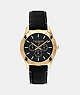 COACH®,CASEY WATCH, 42MM,Leather,Black,Front View