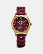 COACH®,MONTRE MADDY, 34 MM,Caoutchouc,Rhubarbe,Front View