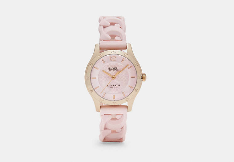 COACH®,MADDY WATCH, 34MM,Rubber,Blush.,Front View