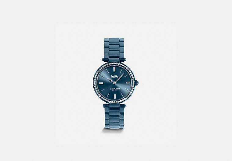 COACH®,PARK WATCH, 34MM,Metal,NAVY,Front View