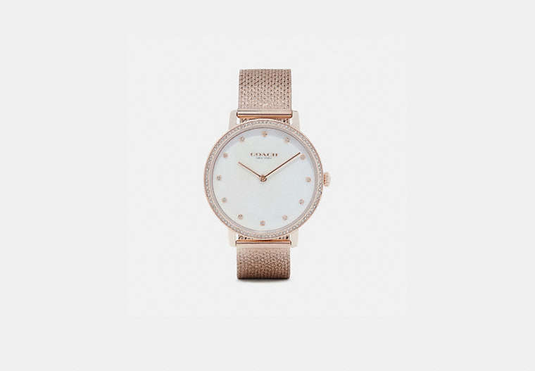 COACH®,AUDREY PAVE WATCH, 35MM,Metal,Carnation Gold,Front View