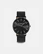 COACH®,CHARLES WATCH, 41MM,Leather,Black,Front View