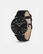 COACH®,CHARLES WATCH, 41MM,Leather,Black,Angle View