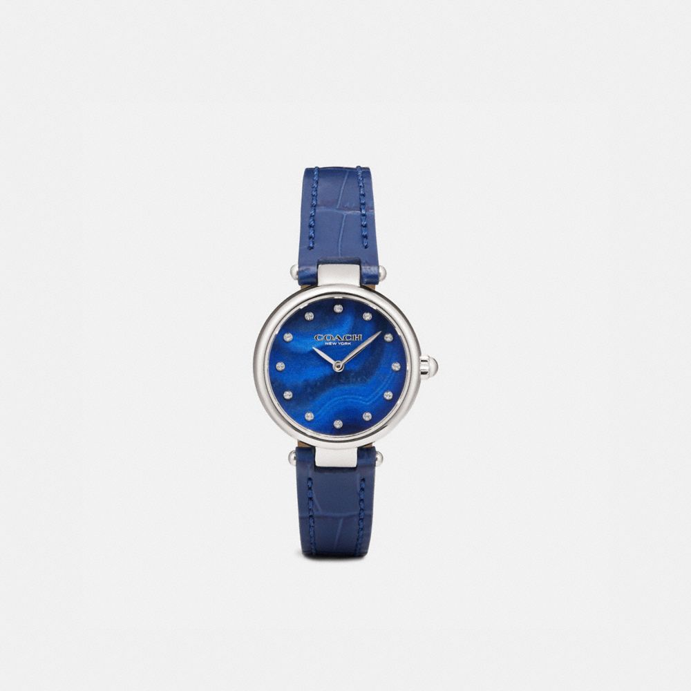 COACH®,PARK WATCH, 26MM,Leather,BLUE,Front View