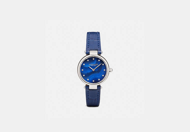 COACH®,PARK WATCH, 26MM,Leather,BLUE,Front View