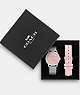 COACH®,BOXED RUBY WATCH GIFT SET, 32MM,Metal,Stainless Steel,Front View