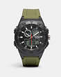 COACH®,C100 WATCH, 45MM,Rubber,GREEN,Front View