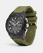 COACH®,C100 WATCH, 45MM,Rubber,GREEN,Angle View
