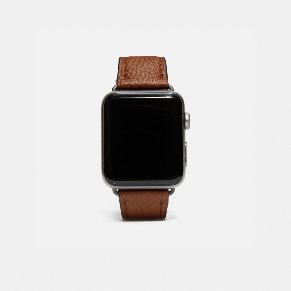 COACH®,APPLE WATCH® STRAP, 38MM,Leather,Saddle,Front View