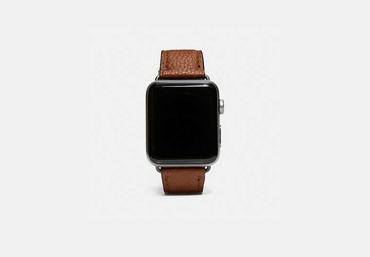 COACH®,APPLE WATCH® STRAP, 38MM,Leather,Saddle,Front View image number 0