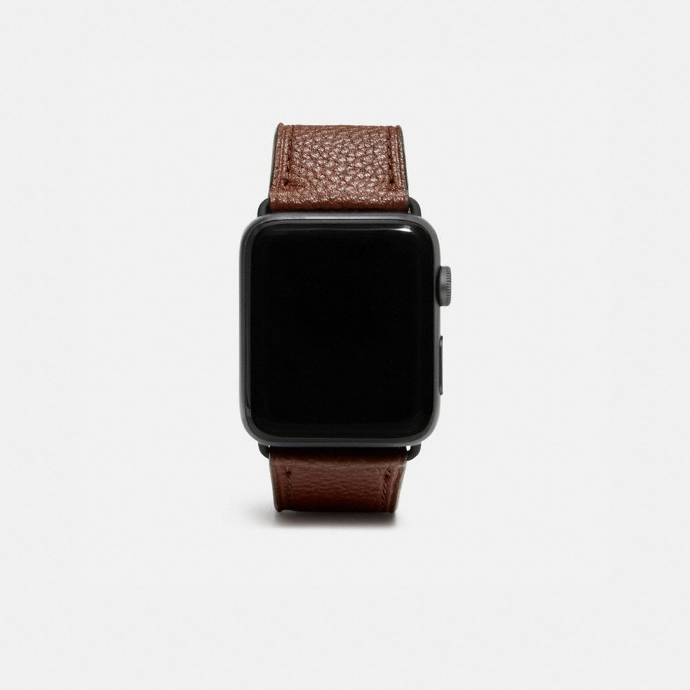 COACH®,BRACELET APPLE WATCH®, 42 MM,Cuir,Brun,Front View