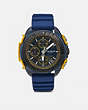 COACH®,C001 WATCH, 45MM,Rubber,Blue/Charcoal,Front View