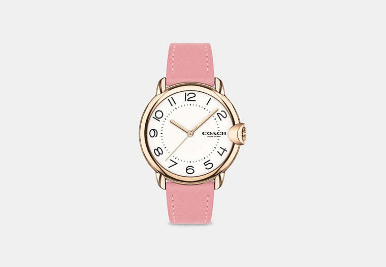COACH®,ARDEN WATCH, 36MM,Leather,PINK,Front View